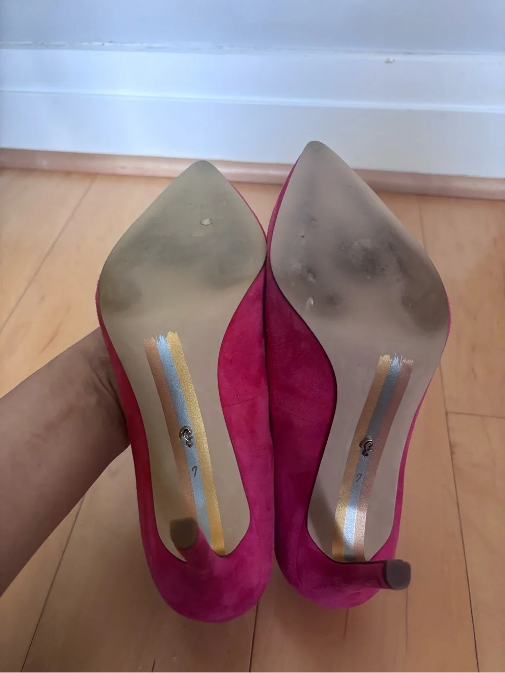 Sam Edelman Hazel Stiletto Suede Pointed-Toe High Heels in Guava Pink